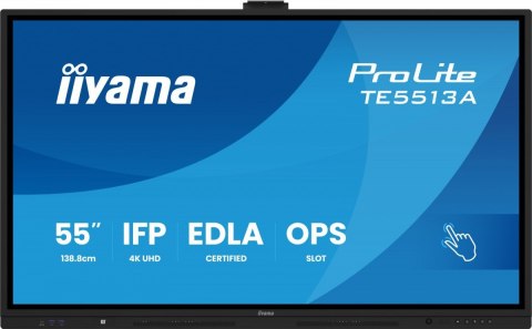 IIYAMA Monitor 55 cali TE5513A-B1AG INFRARED,40pkt,IPS,4K,7H,450cd/m2, WiFi,USB, ANDROID 14, Google EDLA,2x20W, UCHWYT CIENNY