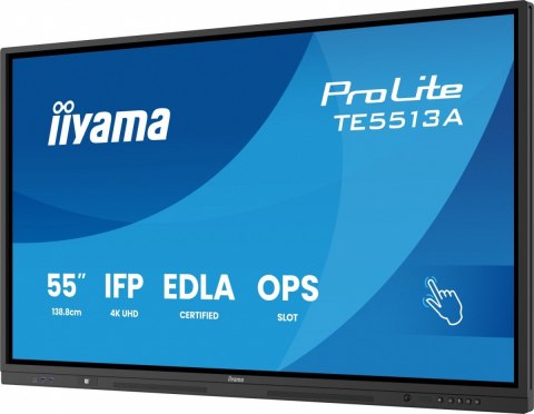 IIYAMA Monitor 55 cali TE5513A-B1AG INFRARED,40pkt,IPS,4K,7H,450cd/m2, WiFi,USB, ANDROID 14, Google EDLA,2x20W, UCHWYT CIENNY