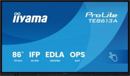 IIYAMA Monitor 86 cali TE8613A-B1AG INFRARED,40pkt,IPS,4K,7H,450cd/m2, WiFi,USB, ANDROID 14, Google EDLA,2x20W, UCHWYT CIENNY