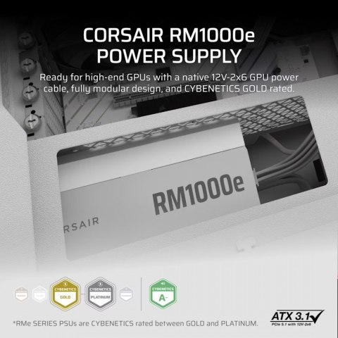 Corsair Zasilacz RM1000e WHITE 80+GOLD F.MODULAR ATX3.1