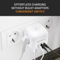 Qoltec Kostka zasilająca przedłużacz 6w1 z podświetlanym włącznikiem | 3x AC | 2x USB | 1x USB-C PD 20W | biała