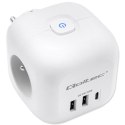 Qoltec Kostka zasilająca przedłużacz 6w1 z podświetlanym włącznikiem | 3x AC | 2x USB | 1x USB-C PD 20W | biała