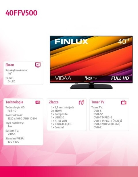 Finlux Telewizor LED 40 cali 40FFV500