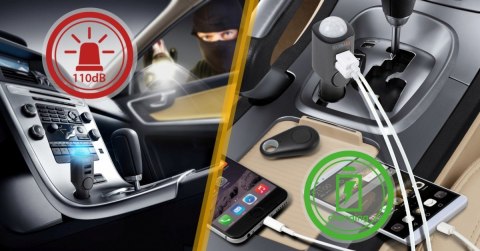 Technaxx Deutschland GmbH & Co. KG Alarm samochodowy z ładowarką USB 2 porty TX-100