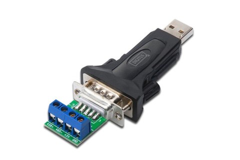Digitus Konwerter / Adapter USB-A 2.0 męski do RS485 (DB9) męski + 3-pinowa listwa śrubowa| Chipset FTDI FT232RL | z dodatkowym kablem 0