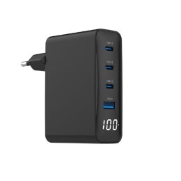 Gembird Ładowarka uniwersalna 100W GaN 1xUSB-A 3xUSB-C szybkie ładowanie LCD czarna