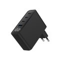 Gembird Ładowarka uniwersalna 100W GaN 1xUSB-A 3xUSB-C szybkie ładowanie LCD czarna