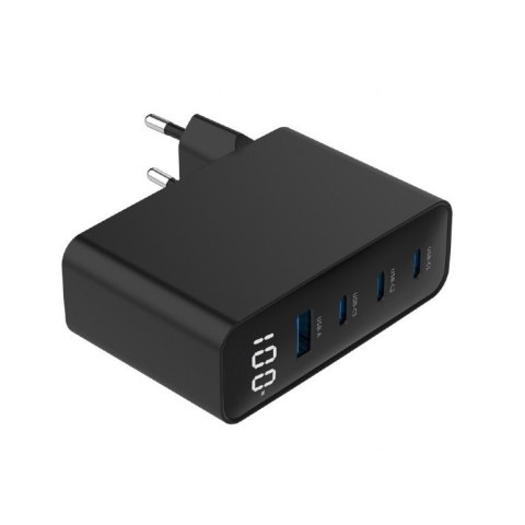Gembird Ładowarka uniwersalna 100W GaN 1xUSB-A 3xUSB-C szybkie ładowanie LCD czarna