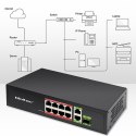 Qoltec Przełącznik sieciowy SWITCH FAST Ethernet 8x RJ45 PoE 2x RJ45 Uplink 1x SFP | 120W | 1000Mb/s