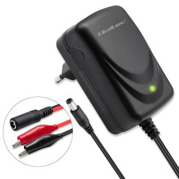 Qoltec Automatyczna ładowarka do akumulatora AGM GEL STD 12V | 1.5A | Prostownik z sygnalizatorem LED