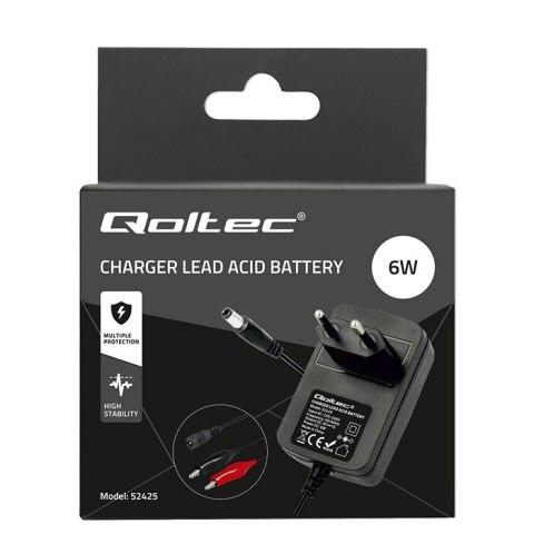 Qoltec Automatyczna ładowarka do akumulatora AGM GEL STD 6V | 1A | Prostownik z sygnalizatorem LED