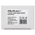 Qoltec Trójfazowy elektroniczny licznik | miernik zużycia energii na szynę DIN | 400V | 100A | LCD | 4P