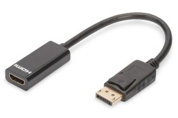 Digitus Kabel adapter Displayport z zatrzaskiem 1080p 60Hz FHD Typ DP/HDMI A M/Ż czarny 0,15m