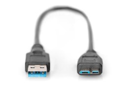 Digitus Kabel połączeniowy USB 3.1 Gen.1 SuperSpeed 5Gbps Typ USB A/microUSB B M/M czarny 0,25m