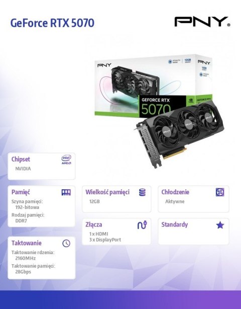 PNY Karta graficzna GeForce RTX 5070 STD12GB VCG507012TFXPB1