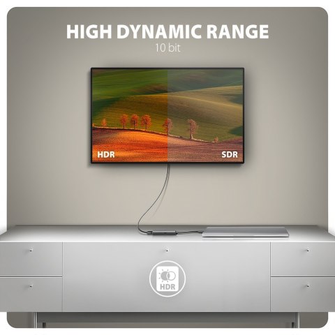 AXAGON RVC-HI8KPD Adapter aktywny USB-C -> HDMI 8K/60Hz, Aluminum, PD100W, 16cm kabel