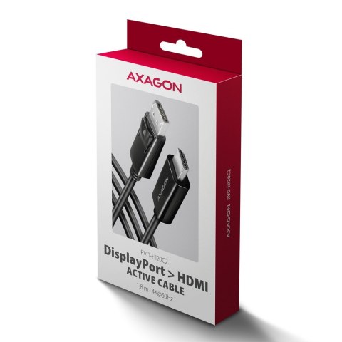 AXAGON RVD-HI20C2 Adapter aktywny DisplayPort -> HDMI 1.4, 4K/60Hz, kabel 1,8m