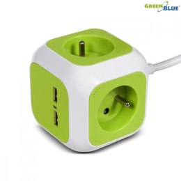 GreenBlue MagicCube poczwórne gniazdko prądowe, 2 wejścia usb 1,4m GB118