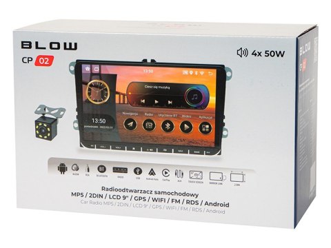 BLOW Radio samochodowe CP02 2DIN 9 cali ekran dotykowy Android/WiFi/GPS/CARPLAY