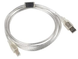 Lanberg Kabel USB 2.0 AM-BM 3M Ferryt przezroczysty