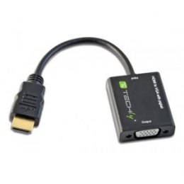 Techly Adapter HDMI męski na VGA żeński, czarny, 10cm