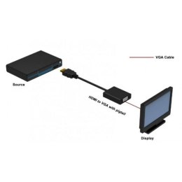 Techly Adapter HDMI męski na VGA żeński, czarny, 10cm