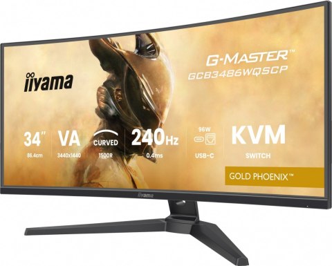 IIYAMA Monitor G-Master 34 cale GCB3486WQSCP-B1,VA,UWQHD,240HZ,0.4ms,1500R,HDR400,500cd,21:9,HDMI (2.1), USB-C dock 95W, RJ45, 2x5W, KV