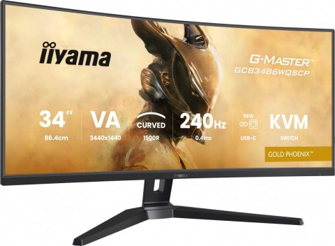 IIYAMA Monitor G-Master 34 cale GCB3486WQSCP-B1,VA,UWQHD,240HZ,0.4ms,1500R,HDR400,500cd,21:9,HDMI (2.1), USB-C dock 95W, RJ45, 2x5W, KV