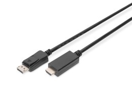 Digitus Kabel adapter DisplayPort 1.2 z zatrzaskiem 4K 60Hz UHD Typ DP/HDMI A M/M czarny 3m