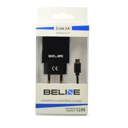 Beline Ładowarka sieciowa 2xUSB + microUSB 2A czarna