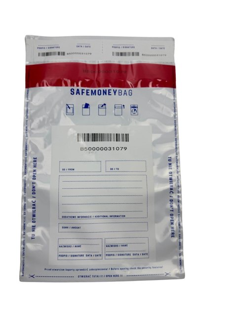 Bestpak SAFEMONEYBAG Koperty bezpieczne depozytowe białe B5 190mmx260mm+35mm 100 sztuk