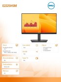 Dell Monitor E2225HSM 21.5 cala LED VA Full HD (1920 x1080)/16:9/DP/HDMI/VGA/Speakers/3Y