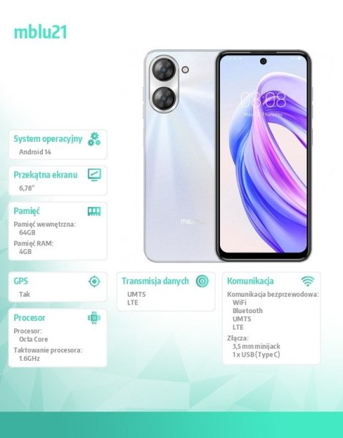 MEIZU Smartfon Mblu 21 4 GB / 64 GB Biały
