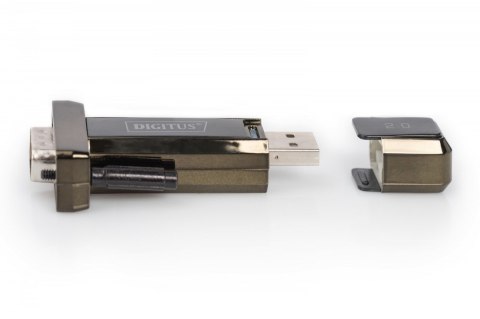 Digitus Konwerter / Adapter USB-A 2.0 męski do RS232 (DB9) męski | Chipset Prolific PL2303GT | Mocowanie na śruby | z dodatkowym kablem 
