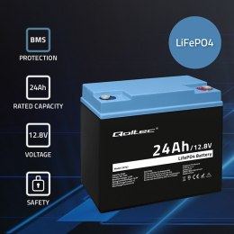 Qoltec Akumulator LiFePO4 Litowo-Żelazowo-Fosforanowy | 12.8V | 24Ah | 307.2Wh | BMS