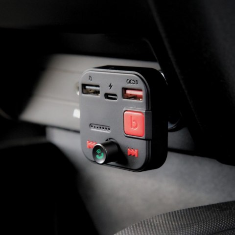 SAVIO TR-15 TRANSMITER FM Z WYŚWIETLACZEM, BLUETOOTH I ŁADOWARKĄ PD USB-C USB-A QUICK CHARGE, BASS BOOST