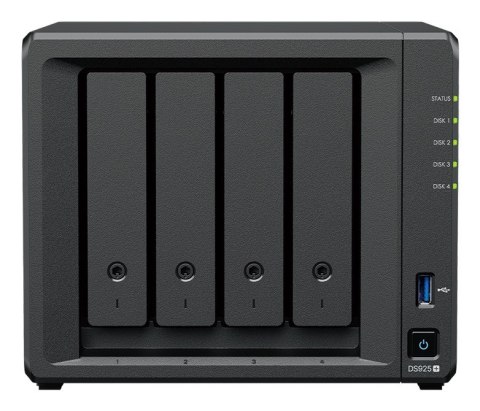 NAS Synology DS925+; Tower; 4x (3.5" SATA HDD); AMD Ryzer V1500B; 4 GB DDR4 ECC SODIMM (max. 32GB)