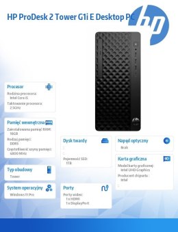 HP Inc. Komputer ProDesk 2 Tower G1i E i5-14400 1TB/16GBW11P B6ZD2ET