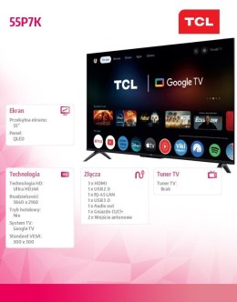 TCL Telewizor LED 55 cali 55P7K