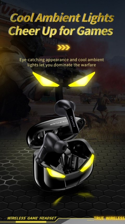 AWEI Słuchawki Bluetooth 5.0 T35 TWS + Stacja dokująca -Dla Graczy- czarne