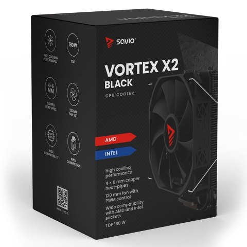 Savio Chłodzenie procesora CPU Vortex X2 Black