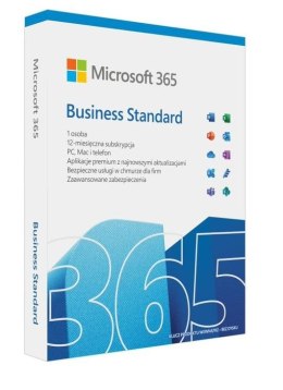 Microsoft Microsoft 365 Business Standard PL P8 1Y Win/Mac Medialess Box KLQ-00686 Zastępuje P/N: KLQ-00472
