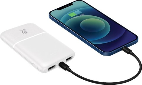 Rebeltec Powerbank P5 (5 000mAh 10W), moc wyjściowa 10W zapewnia szybkie i stabilne ładowanie kompatybilnych urządzeń, jednoczesne ładowa