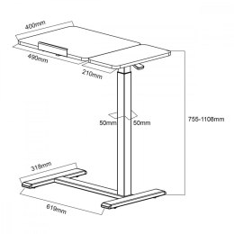 Maclean Mobilne biurko/stand na laptop MC-120B, 76-109cm