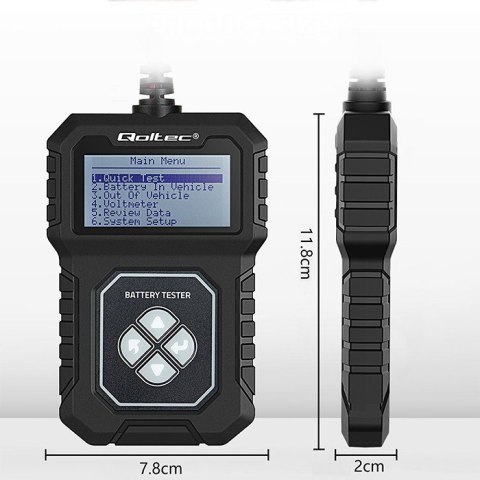 Qoltec Cyfrowy Tester akumulatora z LCD | 12V | AGM | GEL | STD | 30- 220Ah