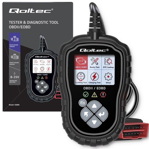 Qoltec Cyfrowy Tester diagnostyczny ProLine | OBDII EOBD | 8V-25V | DualSystem