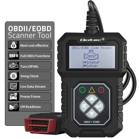 Qoltec Cyfrowy Tester diagnostyczny ProLine | OBDII EOBD | 8V-25V | Dualsystem