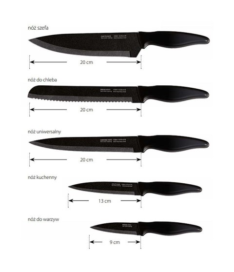 Zestaw noży w bloku Smile SNS-6 6-elementowy czarny