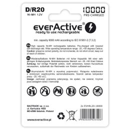 EverActive Akumulatorki R20/D NI-MH 10000 mAh 2 szt. ready to use
