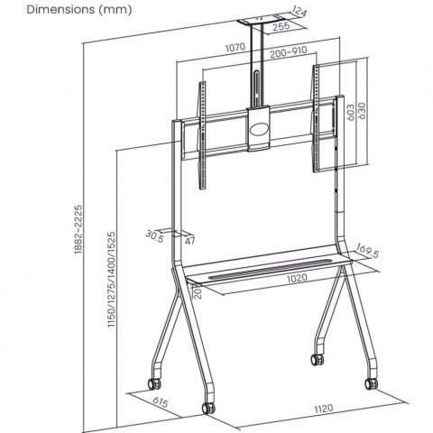ART Mobilny stojak + uchwyt do TV 55-100 cali 120kg S-14 Vesa 900x600 Heavy Duty